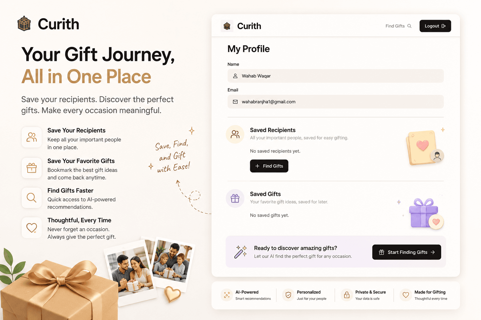 Curith personalization experience